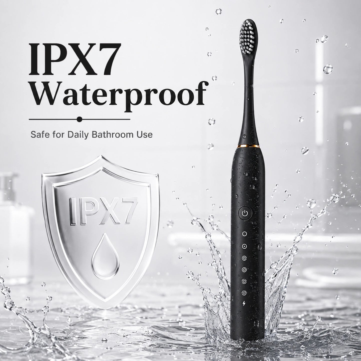 Black Sonic Electric Toothbrush – Rechargeable & Waterproof – Pack of 1