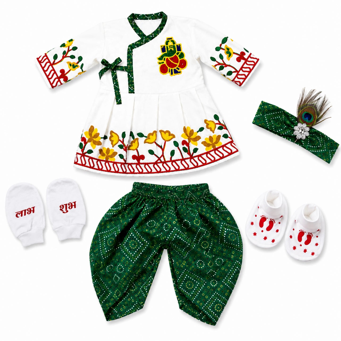 Baby Boy Krishna Look for Chhathi Ceremony Dress Set – Green