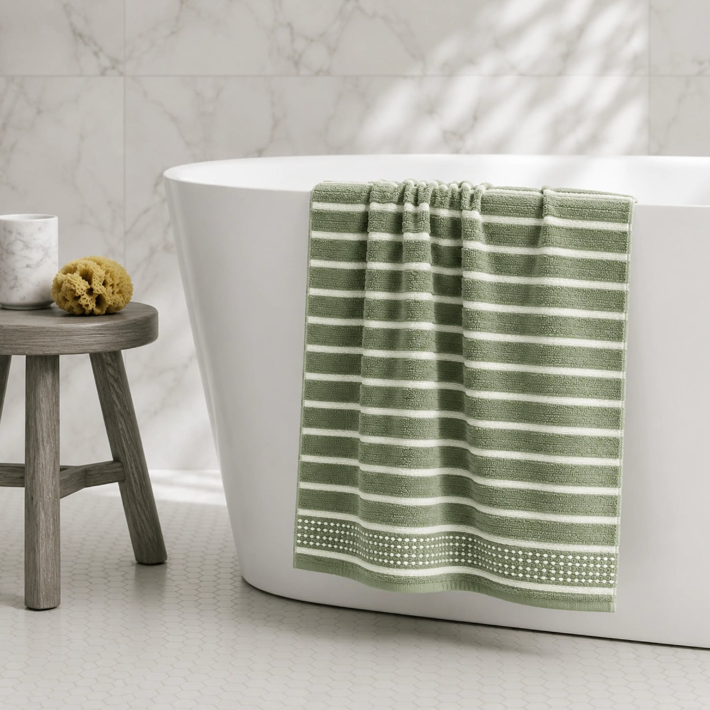 Premium Linen Bath Towel for Men & Women – Olive Green