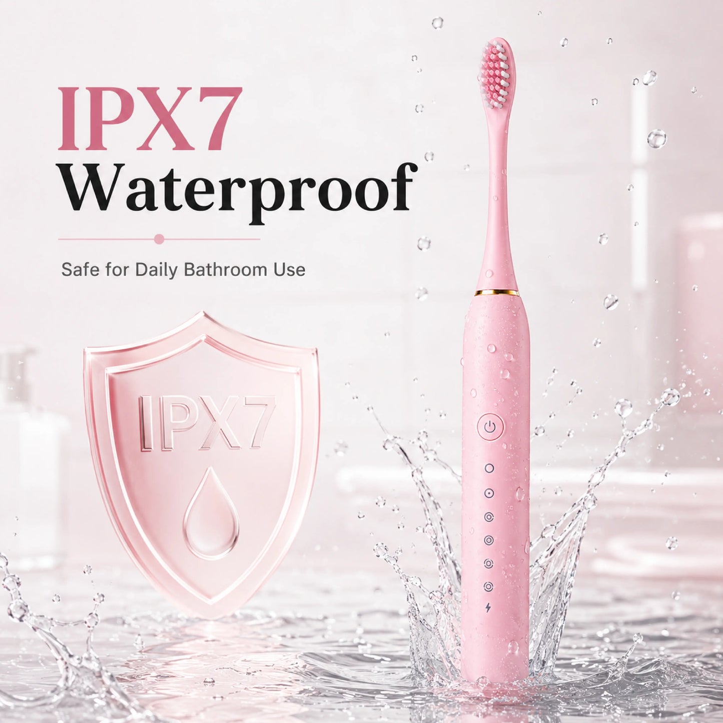 Pink Sonic Electric Toothbrush – Rechargeable & Waterproof – Pack of 1