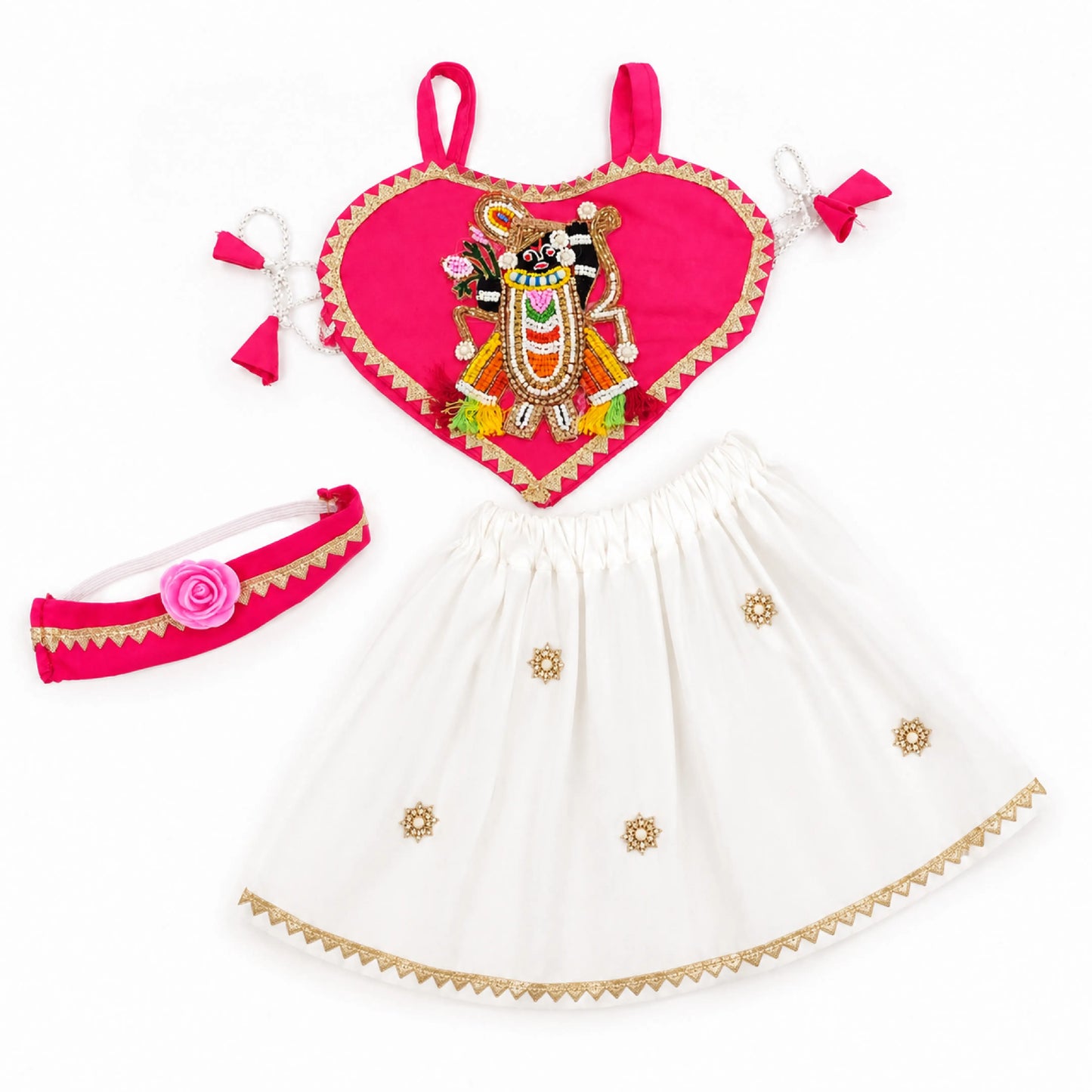 Baby Girl Shree Nathji Chhathi Pujan Ethnic Outfit Set – Pink