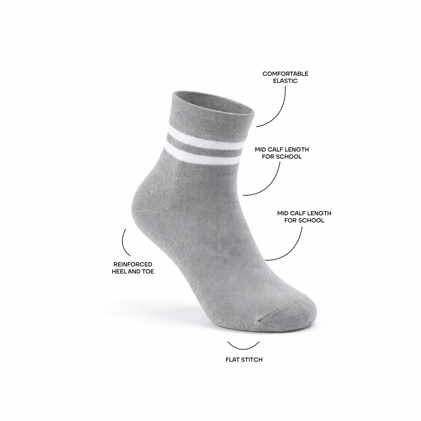 Grey White Striped School Socks