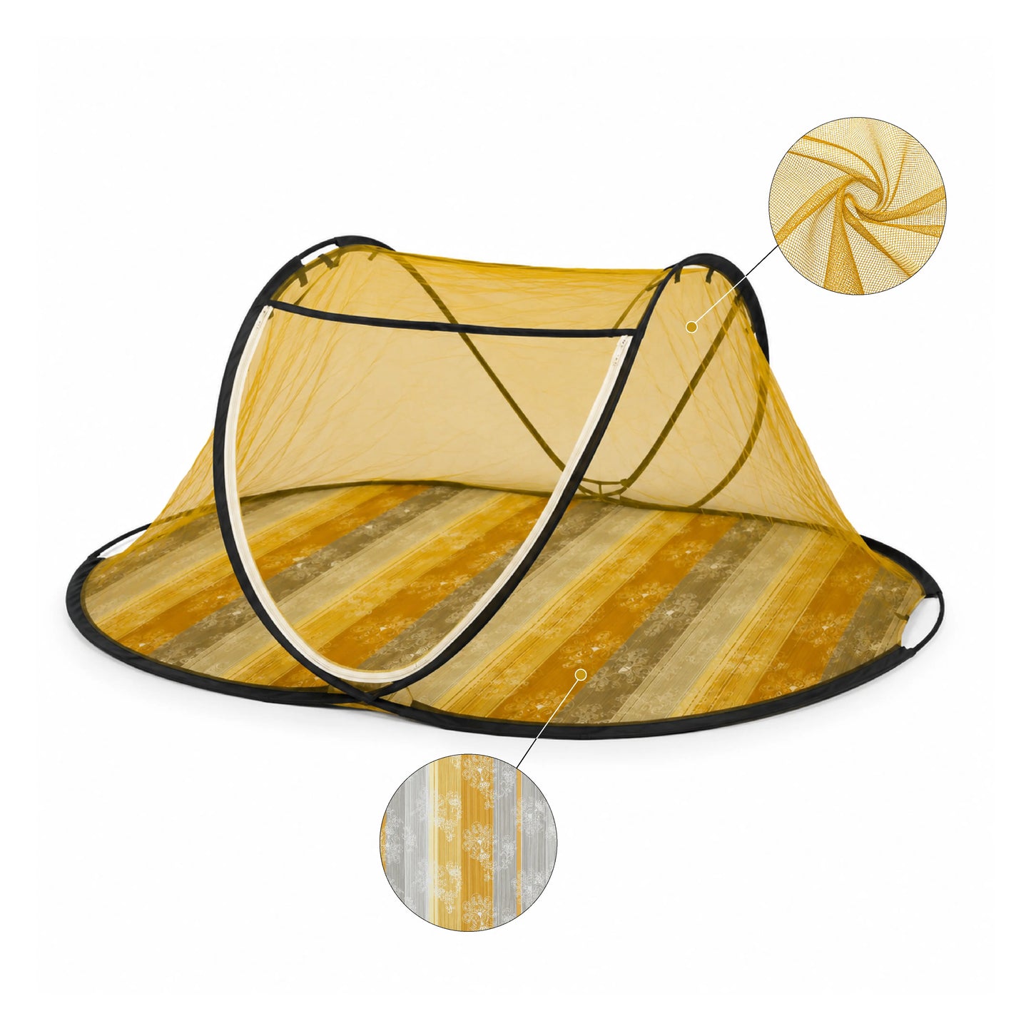 Foldable Single Bed Mosquito Net | Polyester 30GSM mesh - Yellow