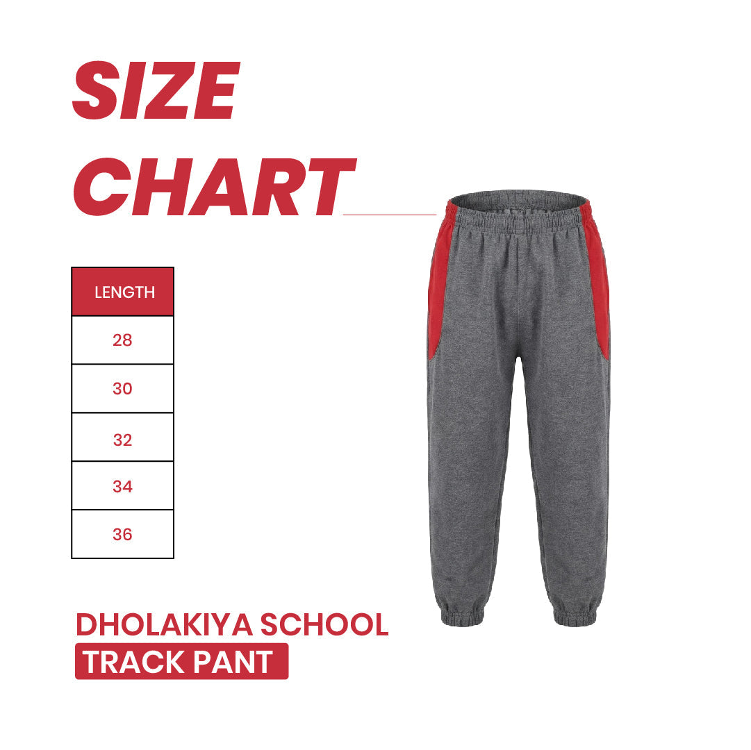 Dholakiya School Sports Uniform Track Pant – Grey with Red strips