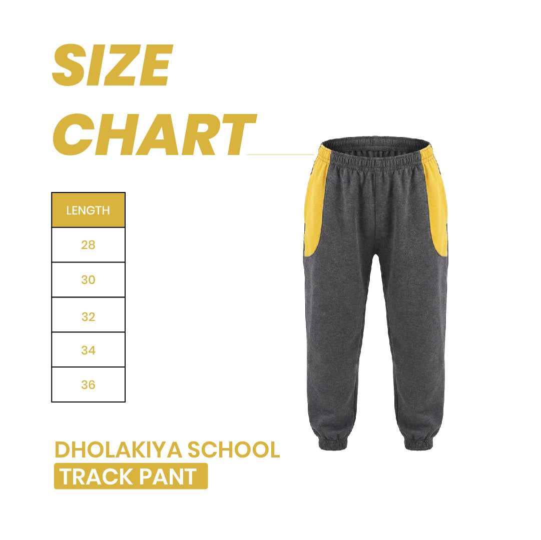 Dholakiya School Sports Uniform Track Pant – Grey with yellow strips