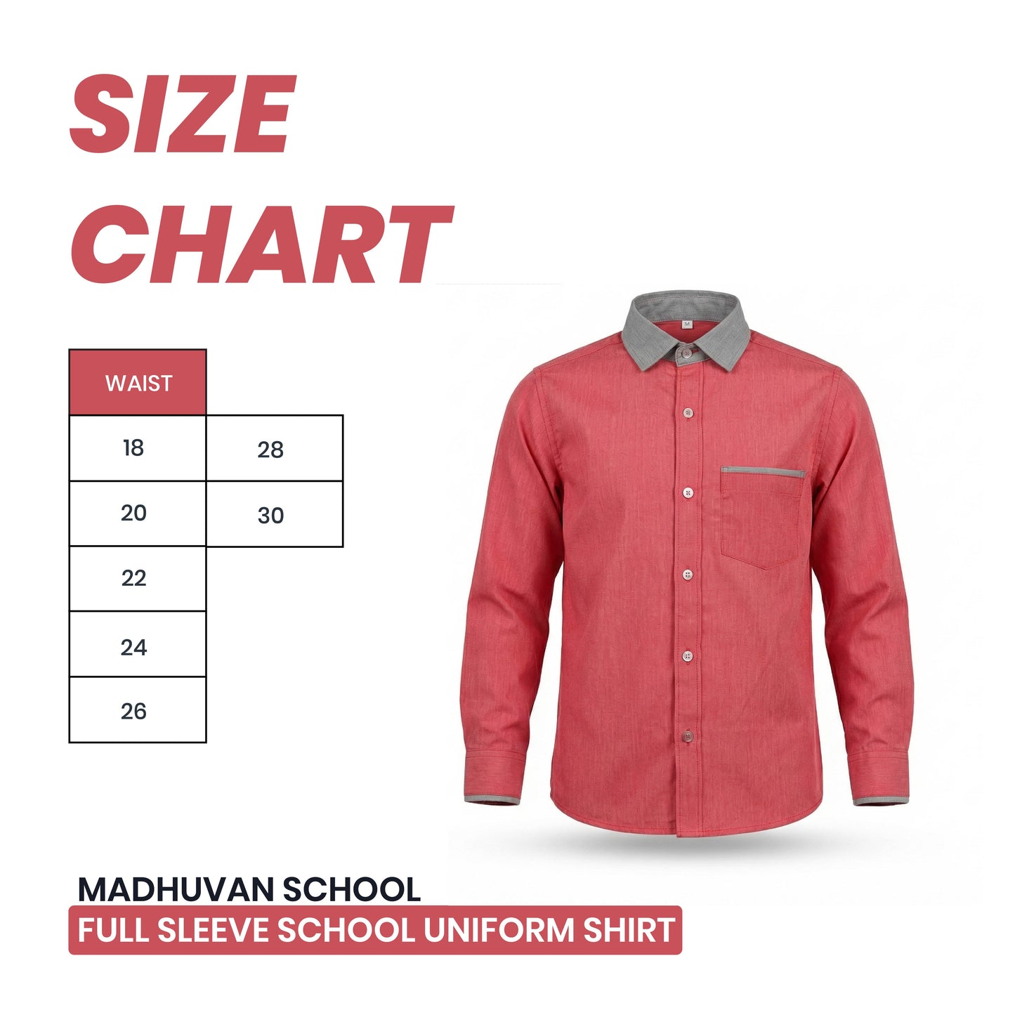 Madhuvan school Full Sleeve School Uniform Shirt