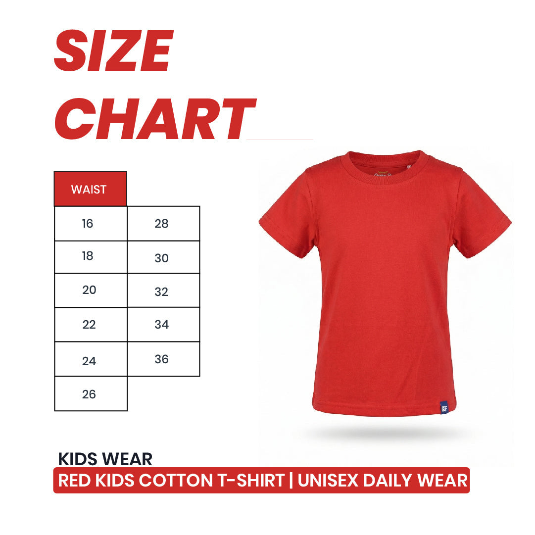 Red Kids Cotton T-Shirt | Unisex Daily Wear
