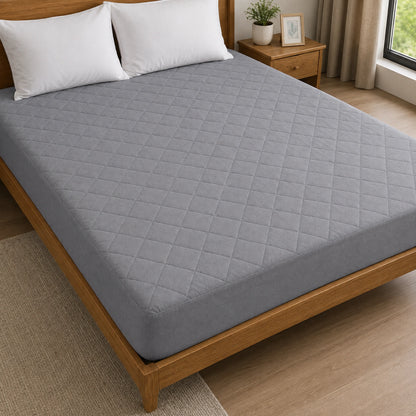 100% Waterproof Quilted Fitted Mattress Cover - Dark Grey