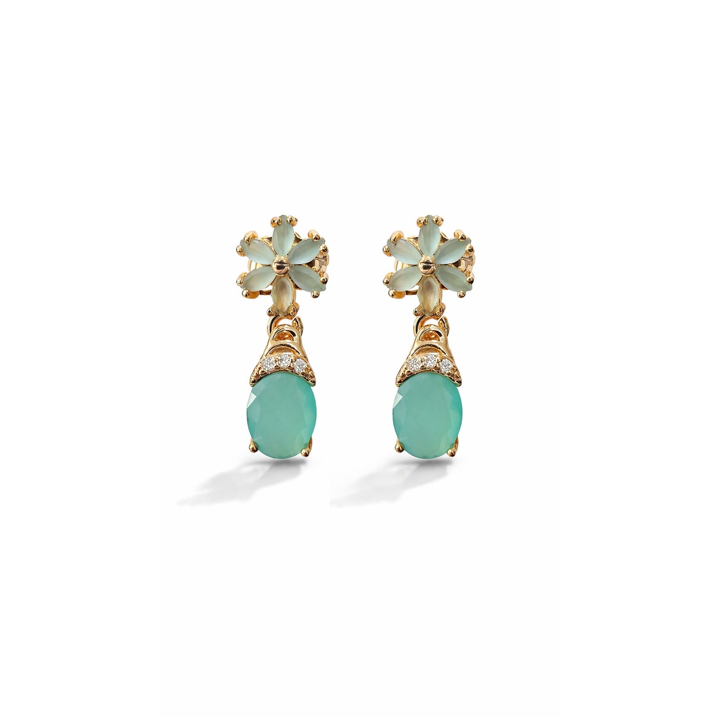 Shivora Mint Blossom Crystal Drop Earrings