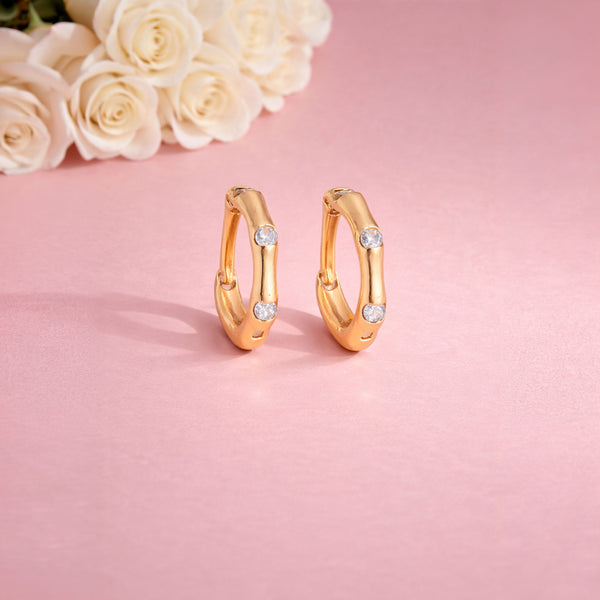 Shivora Minimal Crystal Huggie Hoops