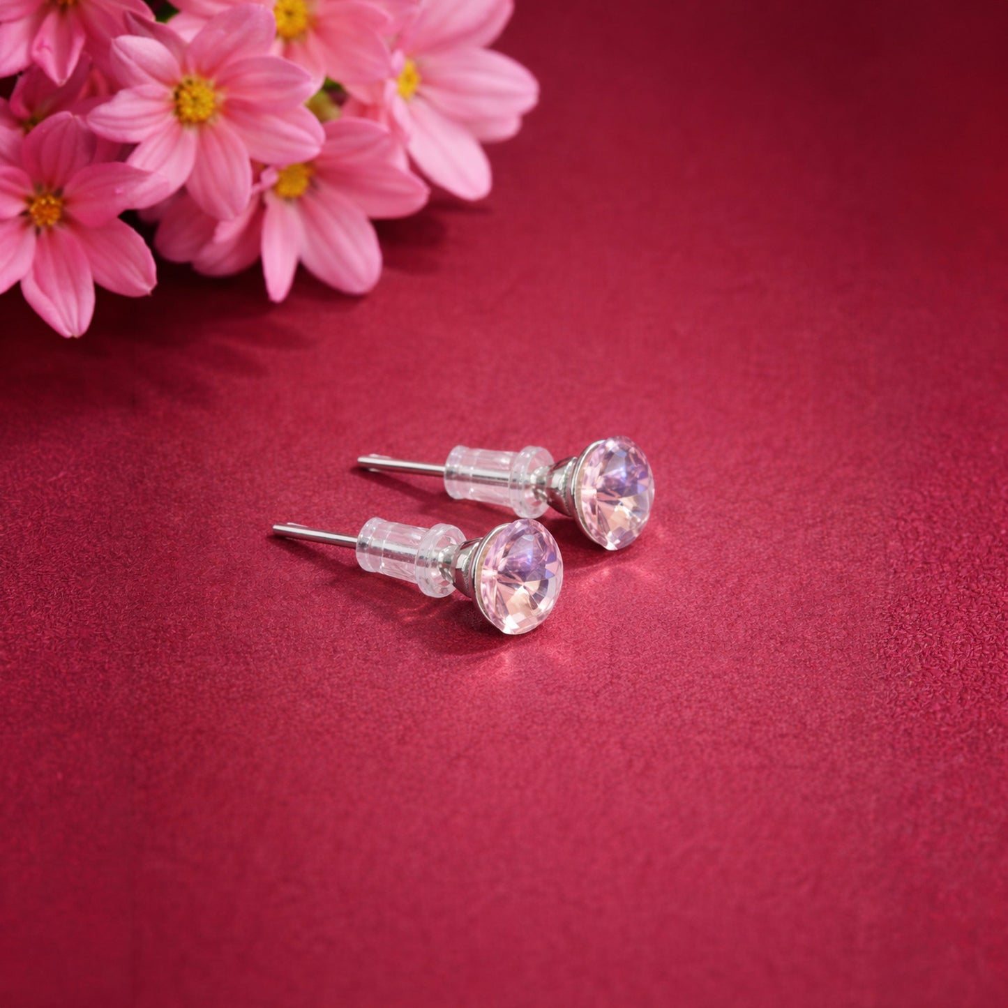 Shivora Pink Crystal  Stud Earrings