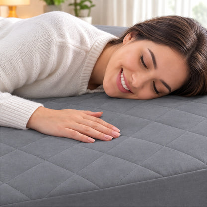 100% Waterproof Quilted Fitted Mattress Cover - Dark Grey