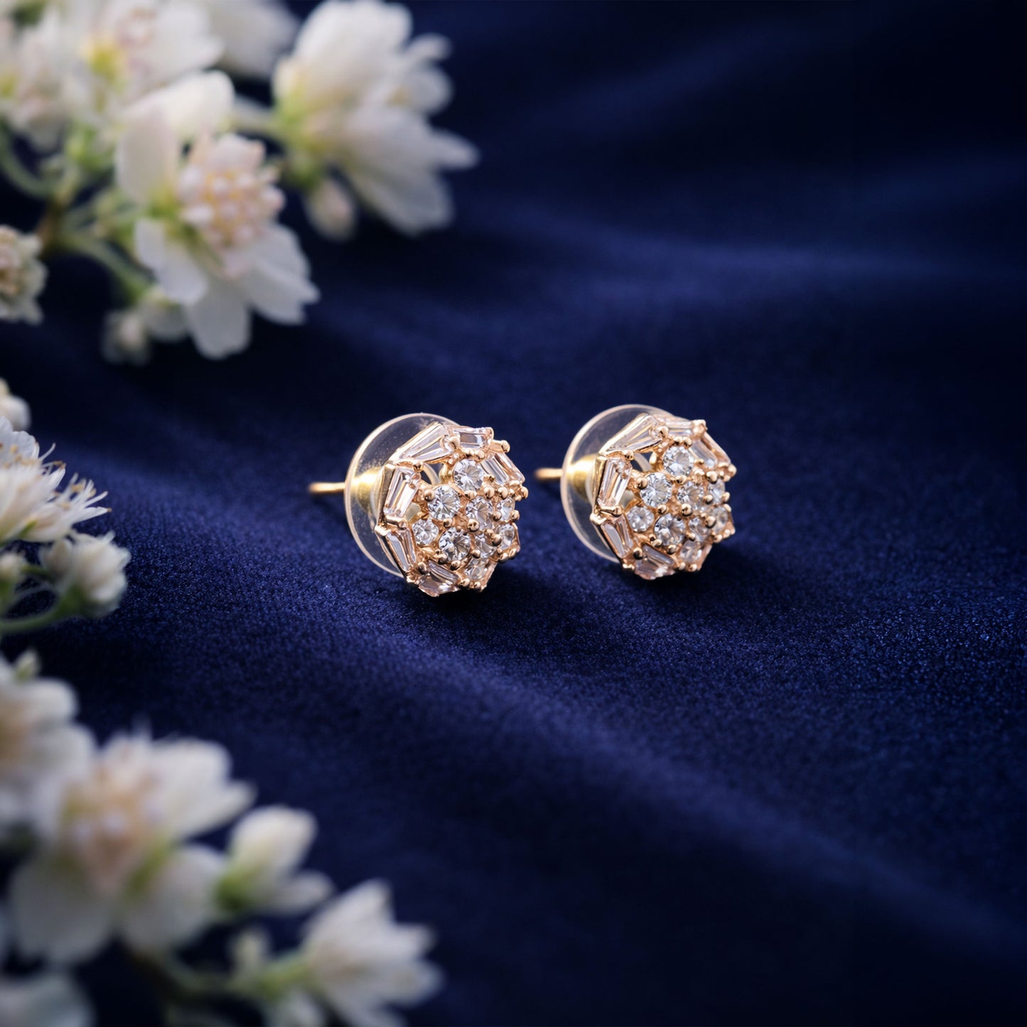 Shivora Crystal Bloom Stud Earrings