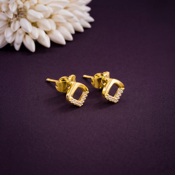 Shivora Gold-Toned Crystal Square Stud Earrings