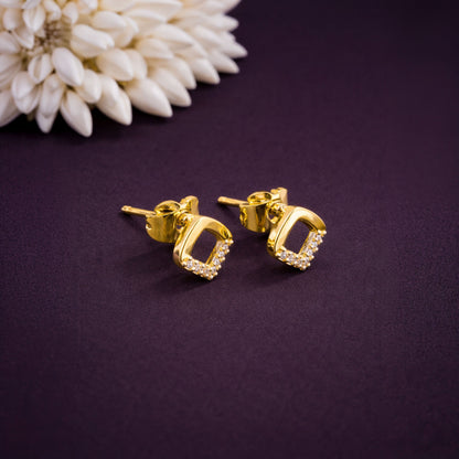 Shivora Gold-Toned Crystal Square Stud Earrings