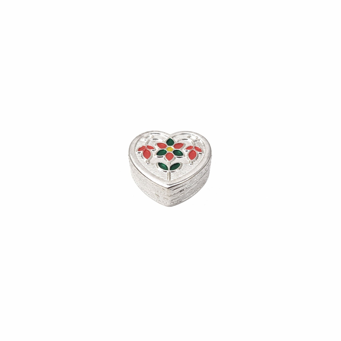 Shivora Silver Heart & Round Floral Sindoor Dibbi Set for Wedding | Kumkum Box ( 1 Piece )