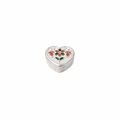 Shivora Silver Heart & Round Floral Sindoor Dibbi Set for Wedding | Kumkum Box ( 1 Piece )