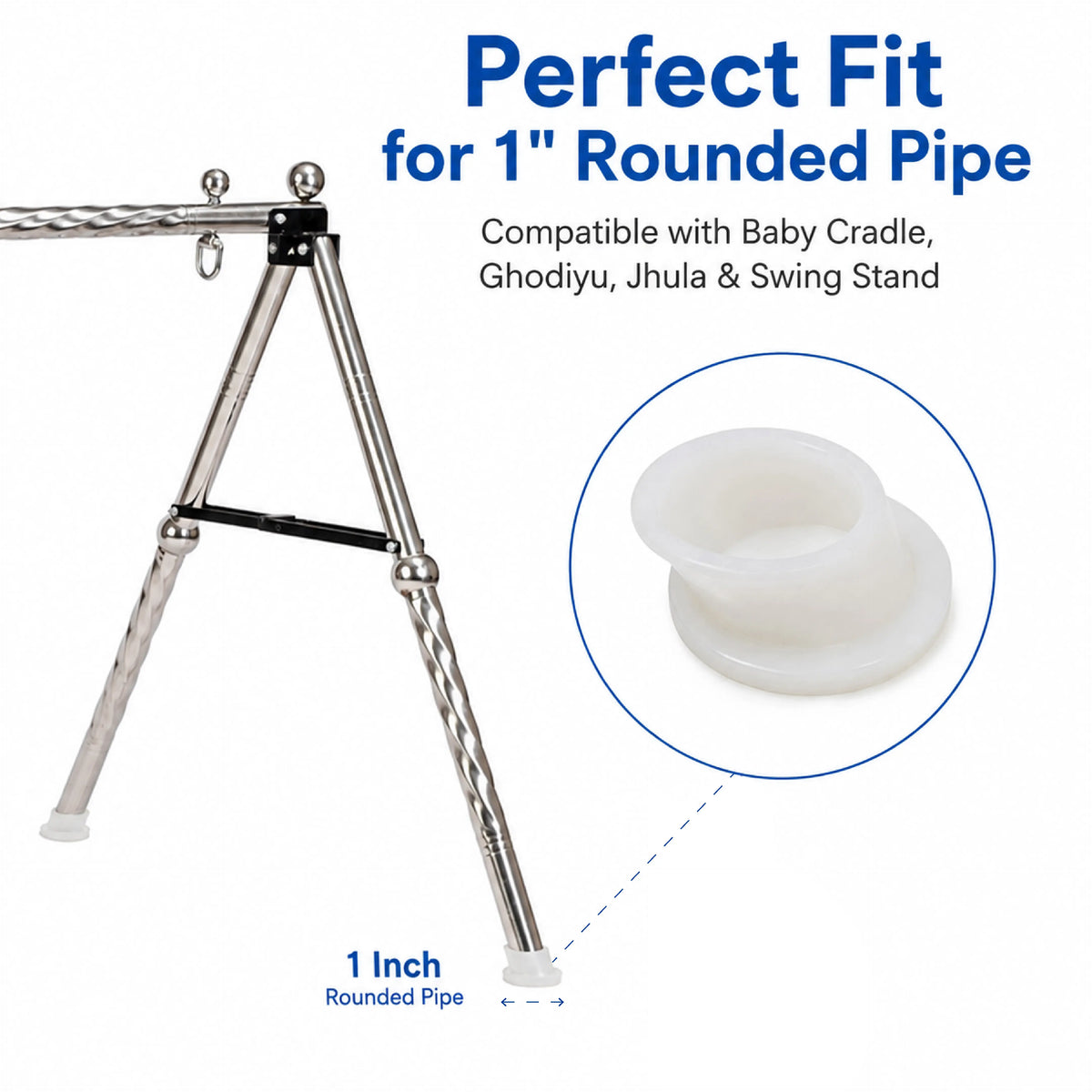 White Silicone Vacuum Pads for Round Pipe Baby Cradle – 4 Pieces
