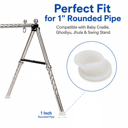 White Silicone Vacuum Pads for Round Pipe Baby Cradle – 4 Pieces