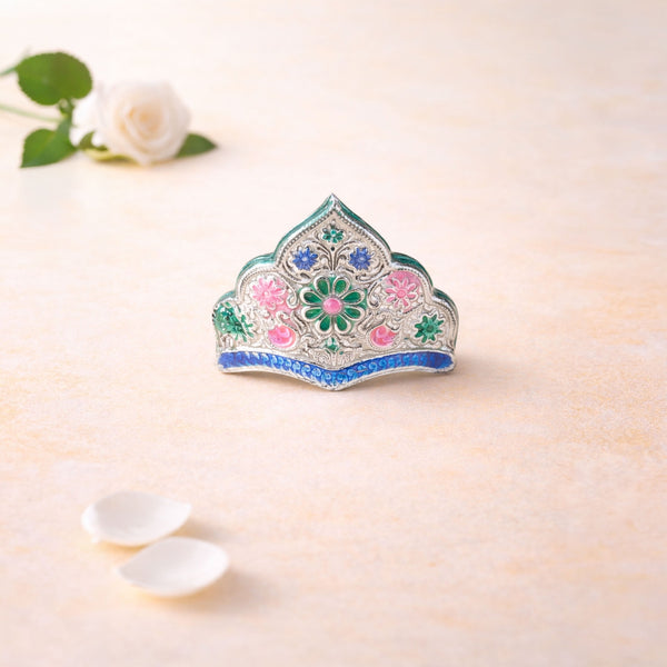 Shivora Shree Laddu Gopal Floral Mukut (Blue-Green)