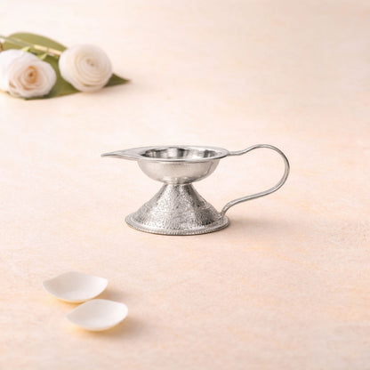 Shivora Silver Pooja Diya with Holder