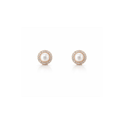 Shivora Classic Pearl Halo Stud Earrings