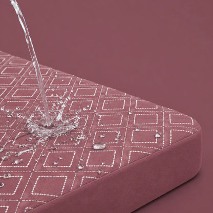 100% Waterproof Quilted Fitted Mattress Cover - Burgundy Pattern