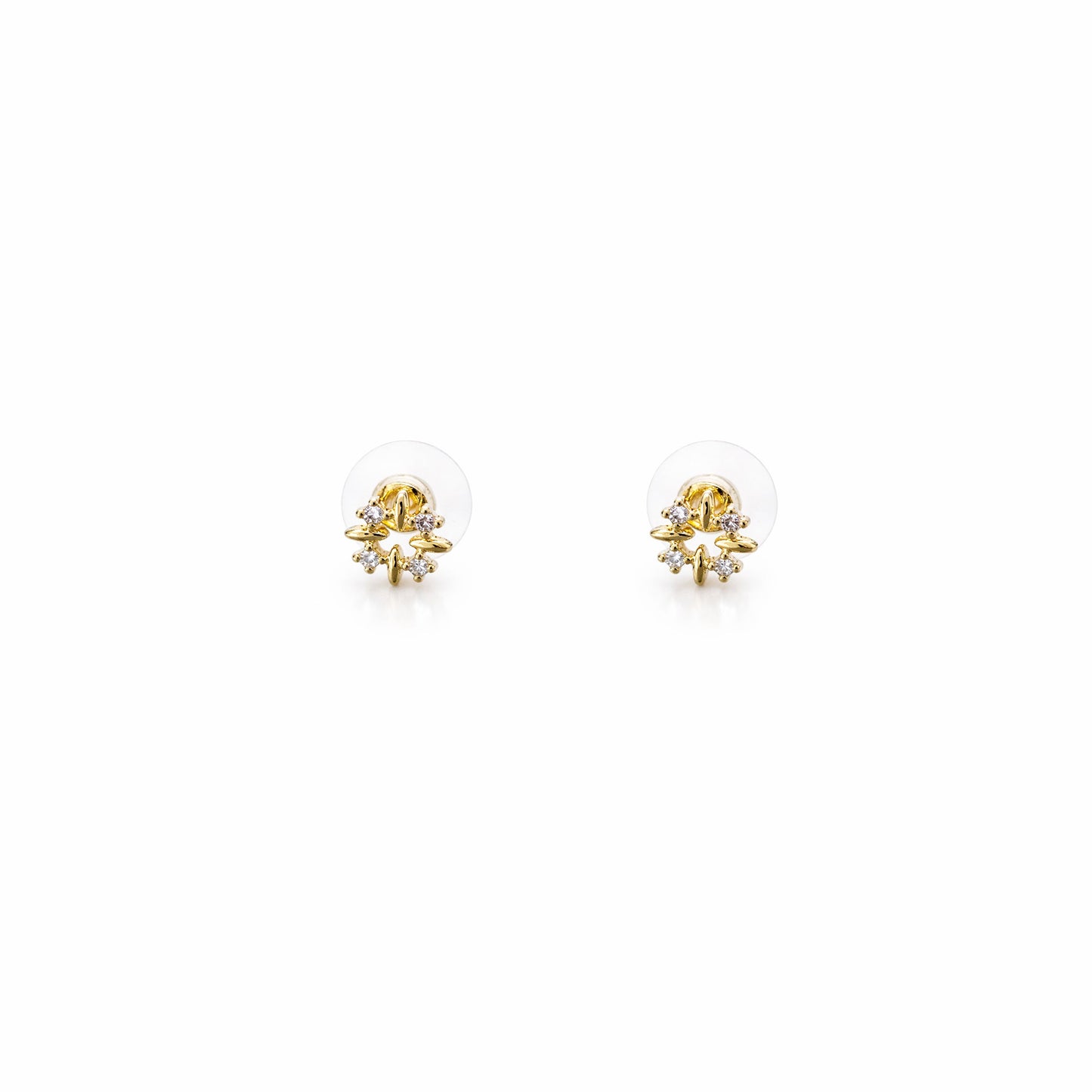 Shivora Crystal Floral Stud Earrings With Gold Tone