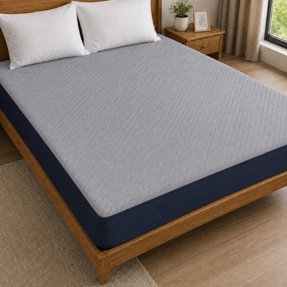100% Waterproof Quilted Fitted Mattress Cover - Light Grey