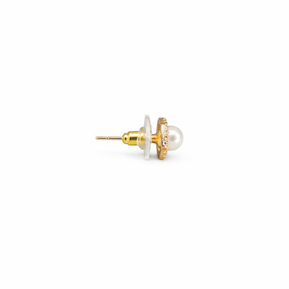 Shivora Hexagon Pearl Stud Earrings – Gold Tone