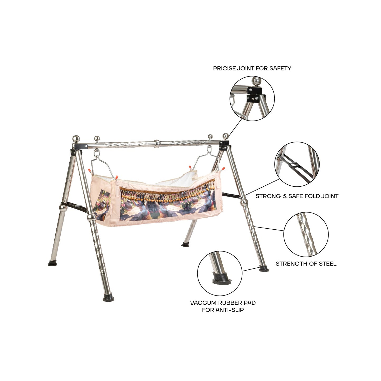 Bubzee Spiral Bar Baby Jhula Stand (Steel)