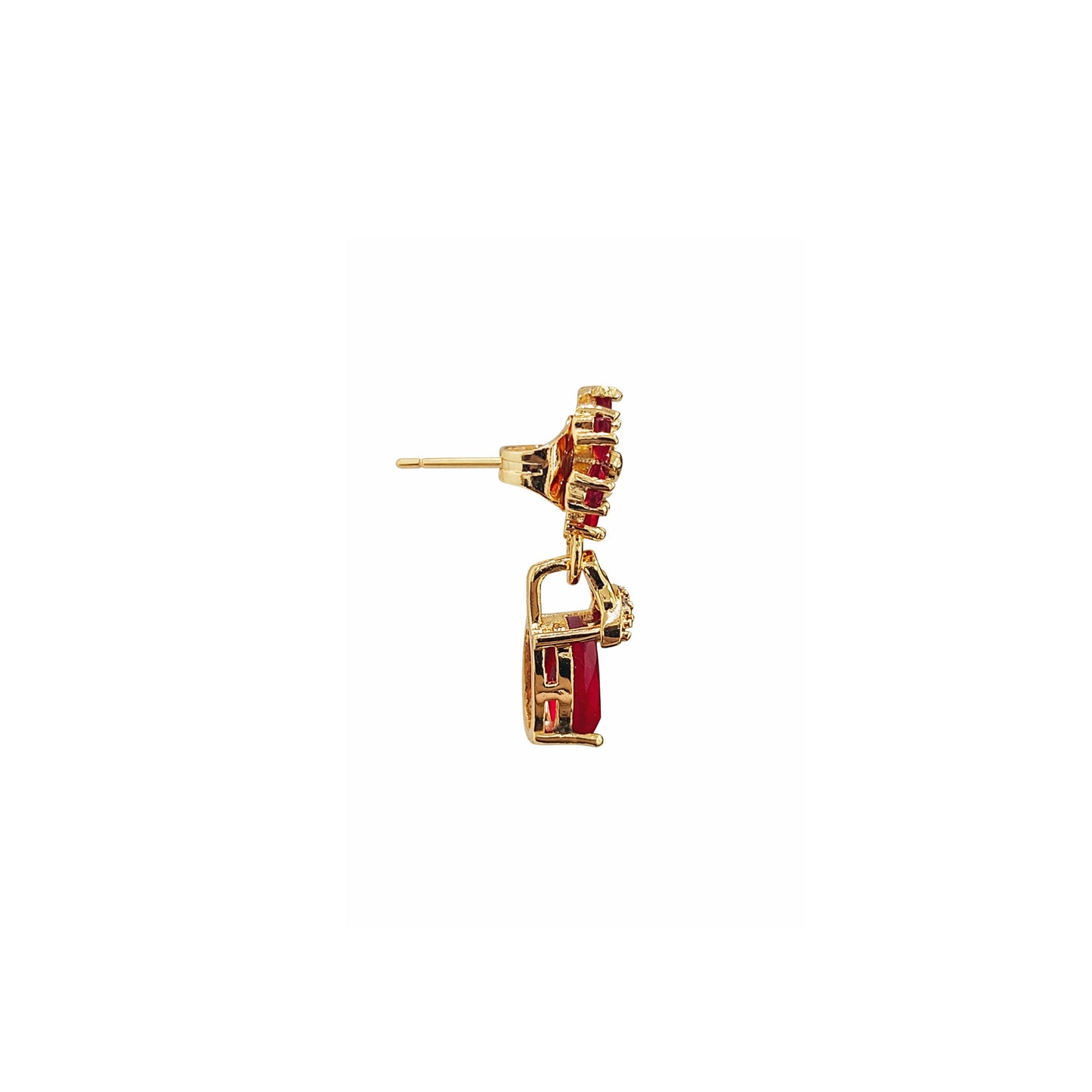 Shivora Ruby Red Blossom Crystal Drop Earrings