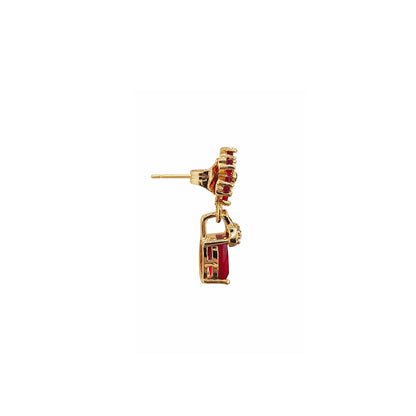 Shivora Ruby Red Blossom Crystal Drop Earrings