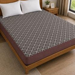 100% Waterproof Quilted Fitted Mattress Cover - Brown Pattern