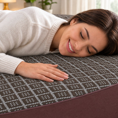 100% Waterproof Quilted Fitted Mattress Cover - Brown Pattern