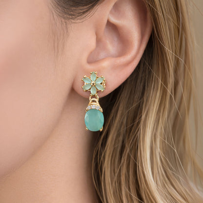 Shivora Mint Blossom Crystal Drop Earrings