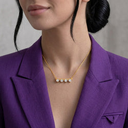 Shivora Golden Heartline Crystal Necklace