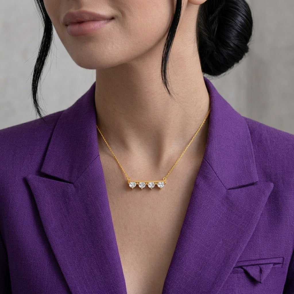 Shivora Golden Heartline Crystal Necklace