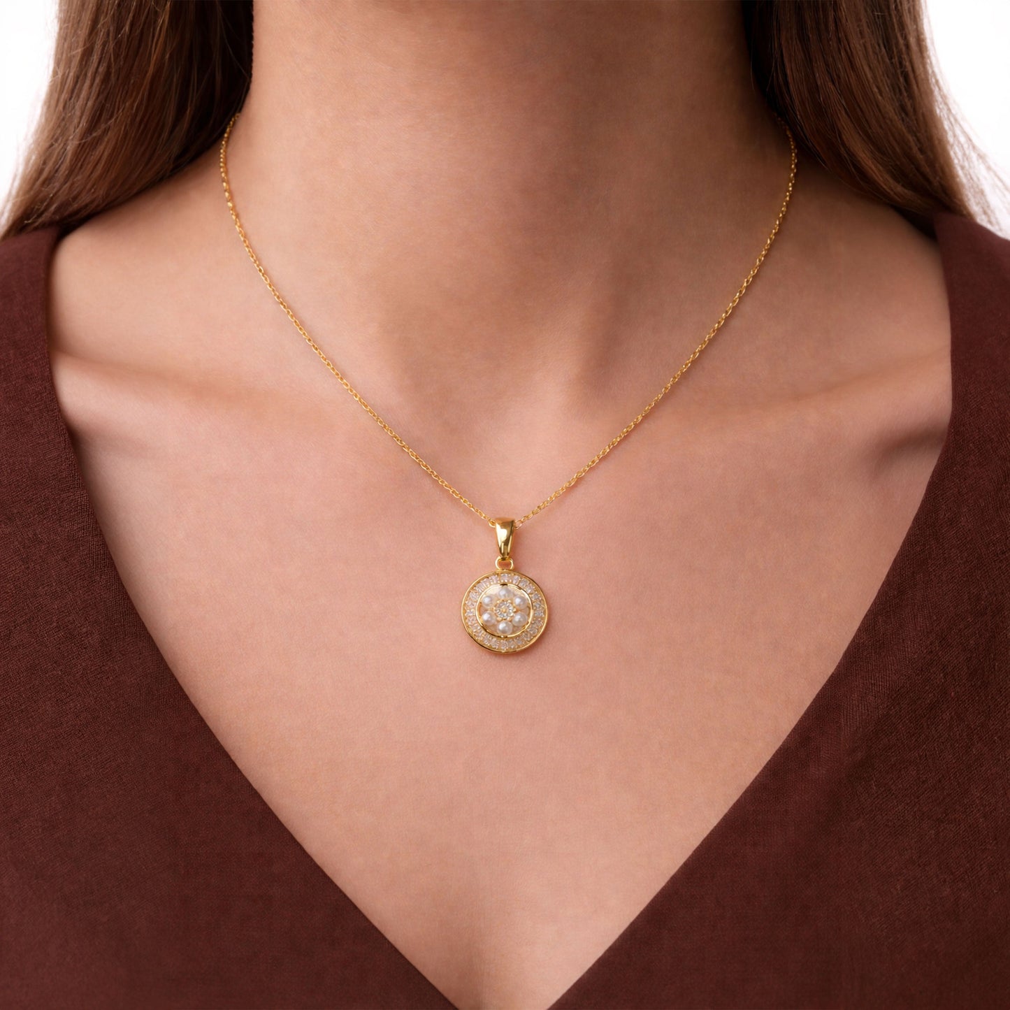Shivora Pearl Blossom Circle Necklace