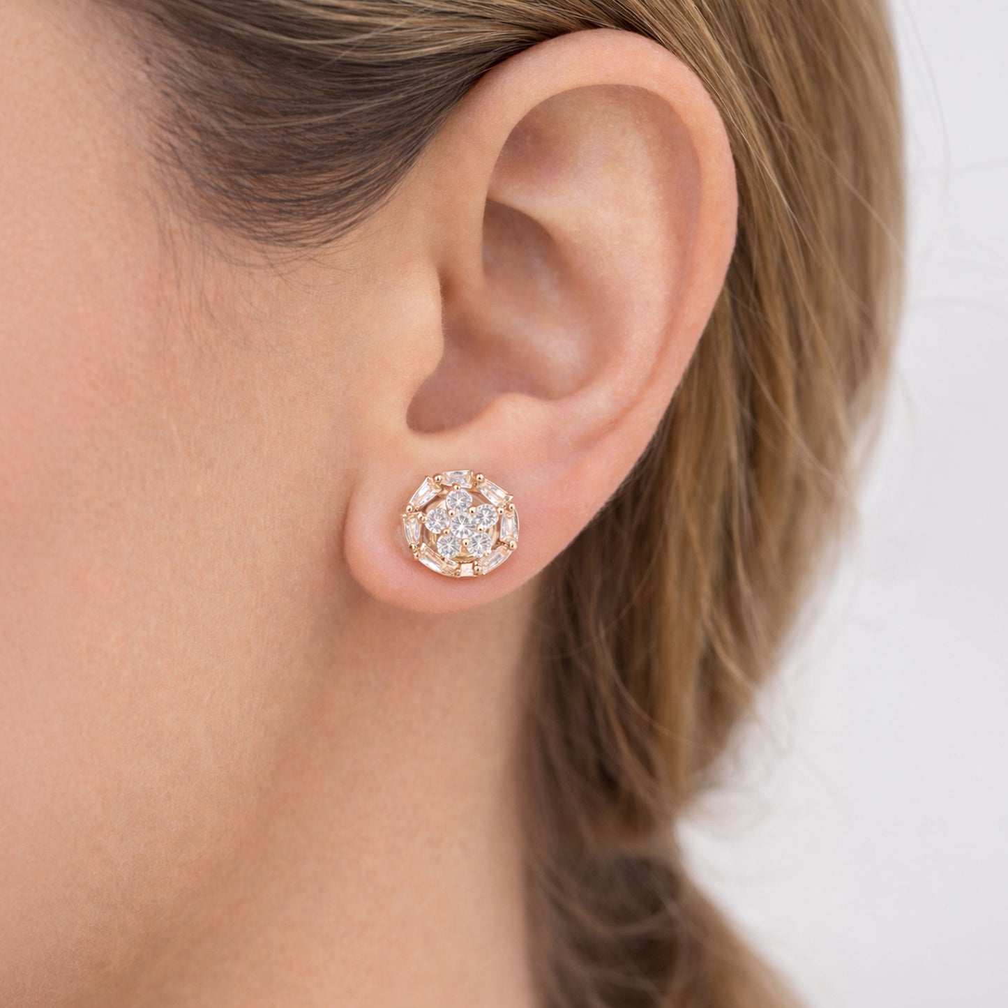 Shivora Crystal Bloom Stud Earrings