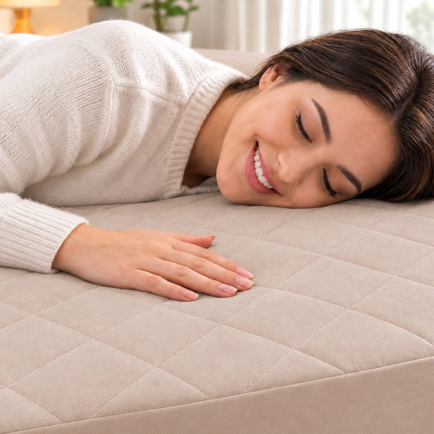 100% Waterproof Quilted Fitted Mattress Cover - Tan
