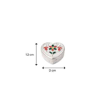 Shivora Silver Heart & Round Floral Sindoor Dibbi Set for Wedding | Kumkum Box ( 1 Piece )