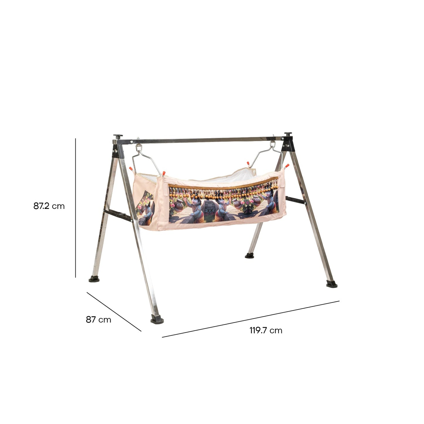 Bubzee Flat Bar Baby Jhula Stand with Knob Top (Steel)