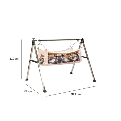 Bubzee Flat Bar Baby Jhula Stand with Knob Top (Steel)