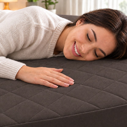 100% Waterproof Quilted Fitted Mattress Cover - Dark Brown