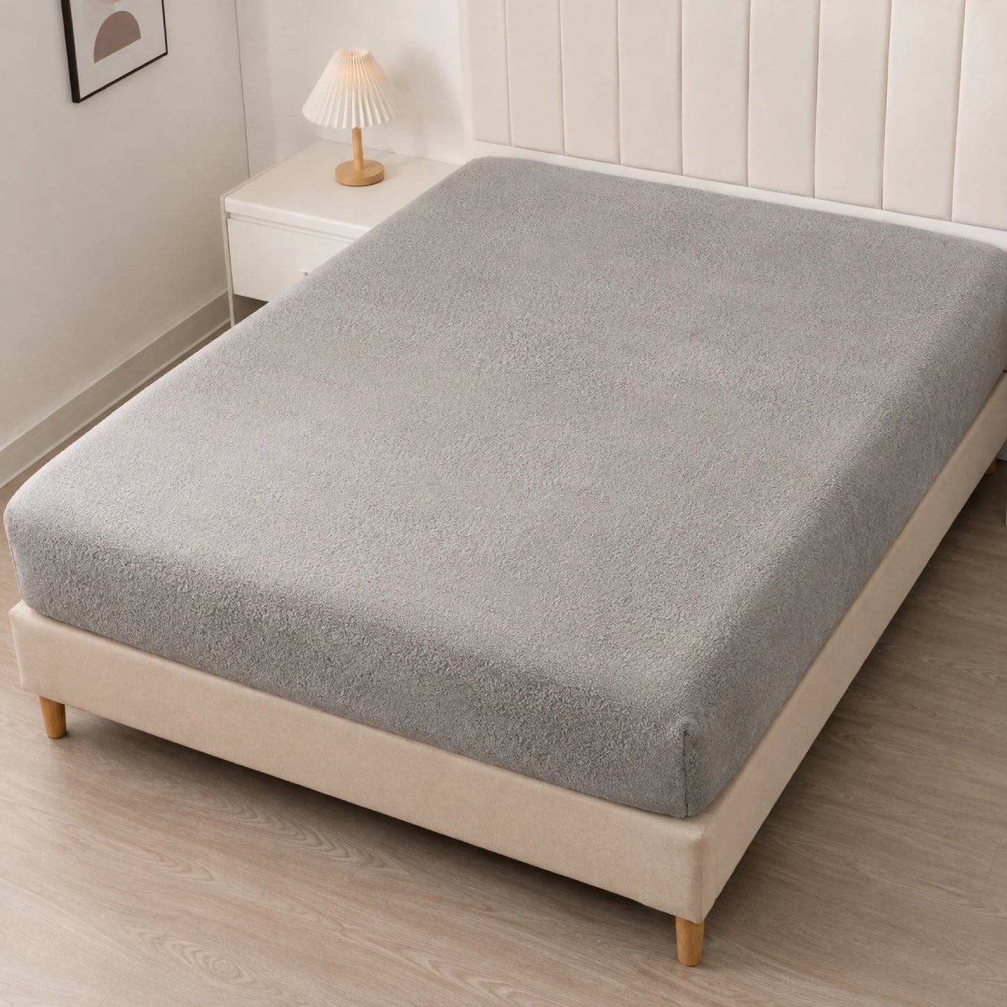 100% Waterproof Quilted Fitted Mattress Cover - Plain Grey