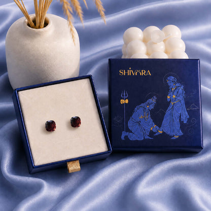 Shivora Deep Red Crystal Stud Earrings