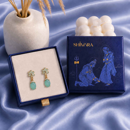 Shivora Mint Blossom Crystal Drop Earrings
