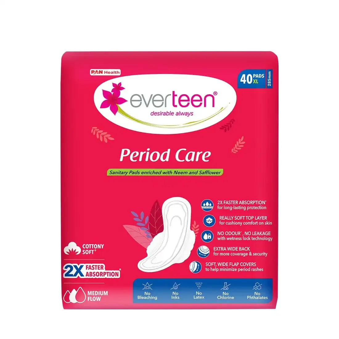 Period Care Soft XL with Neem-Safflower Sanitary Pads - 40 Pads, 320mm