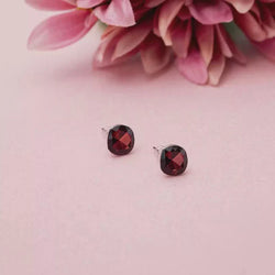 Shivora Deep Red Crystal Stud Earrings